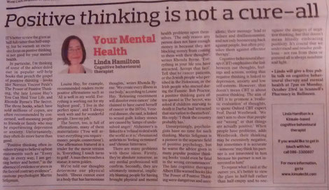Linda Hamilton's Southern Star CBT column on the dangers of positive thinking.