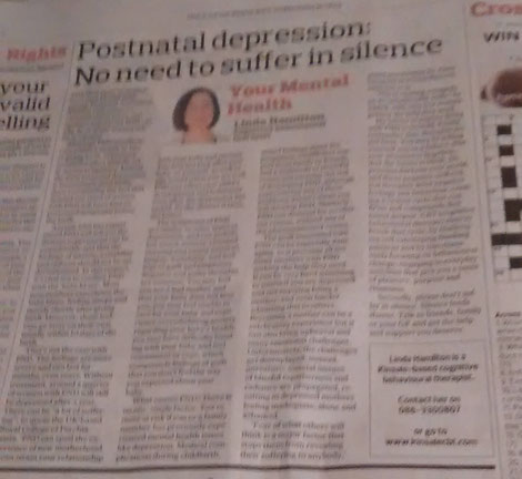 Linda Hamilton's Southern Star column on CBT for postnatal depression.