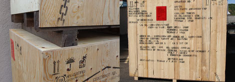Markierte Holz Verpackungskisten - Verpackungsfirma Ottenbacher