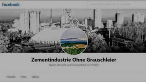 "Zementindustrie ohne Grauschleier" heißt die Facebook-Seite von Beate Zöld auf der sie ihre Rechercheerergebnisse veröffentlicht - Foto Screenshort