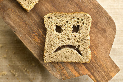 bread with unhappy face