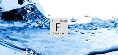 Water with flourine chemical sign