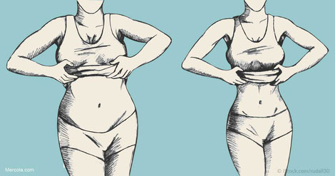 An illustration of an overweight versus fit lady 