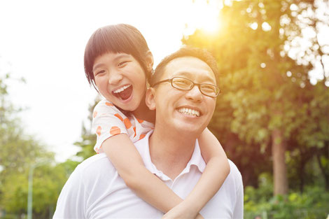Asian father with asian daughter
