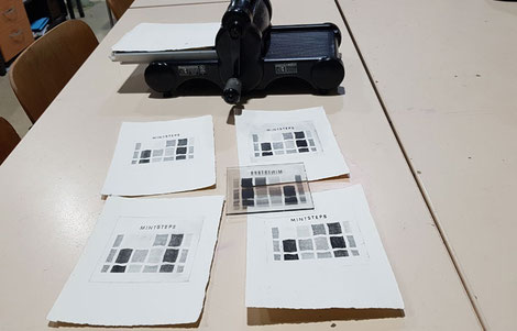 Radierung mit dem Lasergravierer erstellt und mit der Hobbypresse gedruckt
