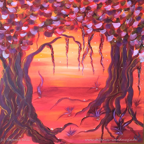 Lebensbaum Kunst Künstlerin Stefanie Will Ammersee selbstgemalter Baum Mystik Magie Stefanies Wandmagie Acryl Energiebild