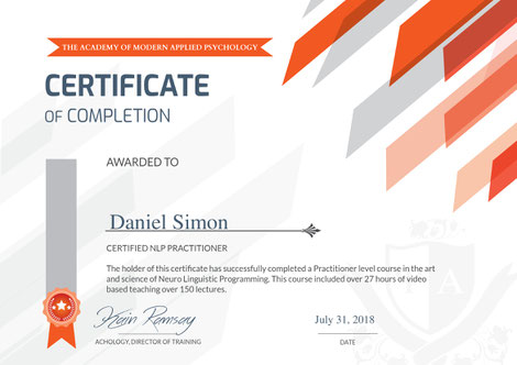 Zertifikat NLP Practitioner Daniel Simon