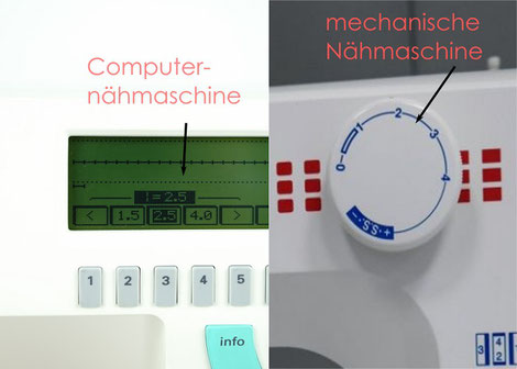 Der Unterschied zwischen Computernähmaschine und mechanischer Nähmaschine und der Geradstich.