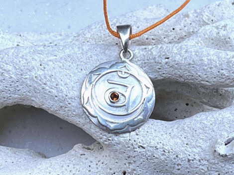 Solarplexus Chakra Kette mit Citrin in Silber