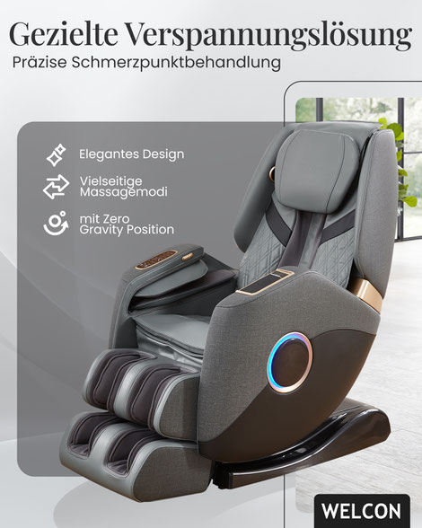 L-Shape beim Massagesessel bezeichnet eine fortschrittliche Bauweise, die eine durchgängige Massage vom Nacken bis zu den Oberschenkeln ermöglicht. Die anatomisch optimierte Form folgt präzise der natürlichen Krümmung der Wirbelsäule.