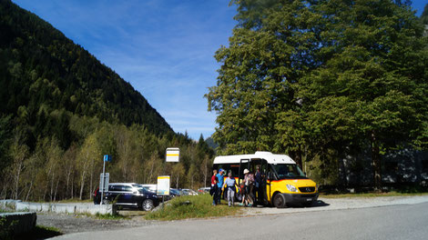 Bei der Talstation des Funivia Salei endet die PostAuto-Linie