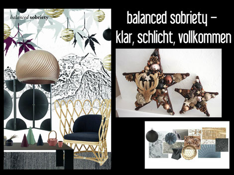 dekotrend, weihnachtsdeko, braun, schwarz, natur, Blogbeitrag über Einrichtungstrends, Moodboard, Dekotrends, Sterne,