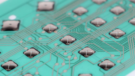 Flexible circuits in membrane keypads.