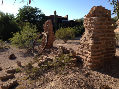 Remains of the original adobe brick walls of Old Tucson, the movie town built in 1939 by Columbia.