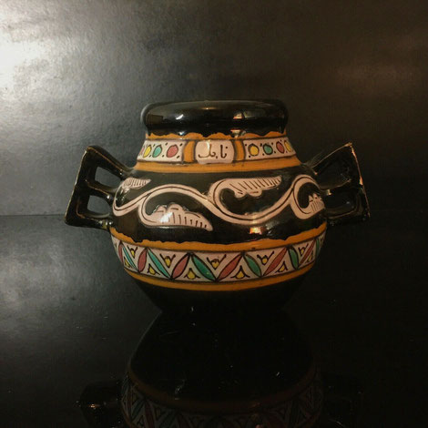 Vase vintage 80's en céramique de la manufacture Allemande Scheurich de forme élancée avec glaçure rosée, sable et marron.