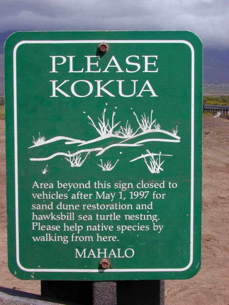 Schild auf Hawaii