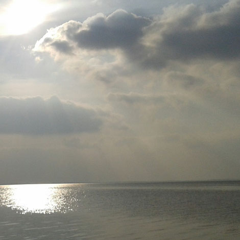 Sonne spiegelt sich im Jadebusen vor Sehestedt (Stadtland)