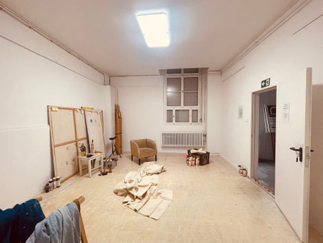 Atelier des Künstlers KRAUSEKRAUSE bei einer Ausstellung in der #RuhrGallery arrangiert von Almuth Hestermnn