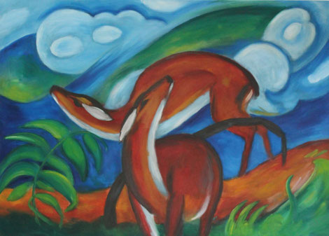 Kopie der roten Rehe II von Franz Marc
