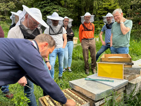 Imkerinnen und Imker bei der Aus- und Weiterbildung – engagiert für den Schutz der Bienen und die Erhaltung eines wertvollen Handwerks.