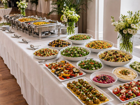 Vielfältiges vegetarisches und veganes Catering-Buffet vom Grünen Sepp