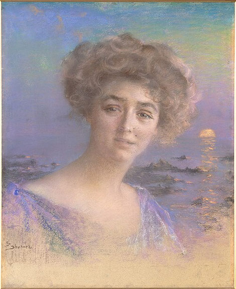 Portrait de Renée Vivien avant 1909, pastel sur papier, par Lucien Lévy-Dhurmer. Legs sous réserve d'usufruit Mme Imogen Bright, 2016 (Musée d’Orsay)