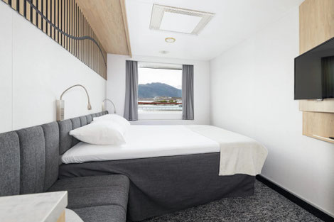 Arktis Superior Außenkabine auf der MS Finnmarken ©Hurtigruten