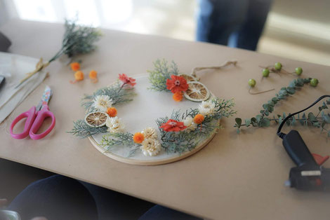 刺繍枠リース ワークショップ