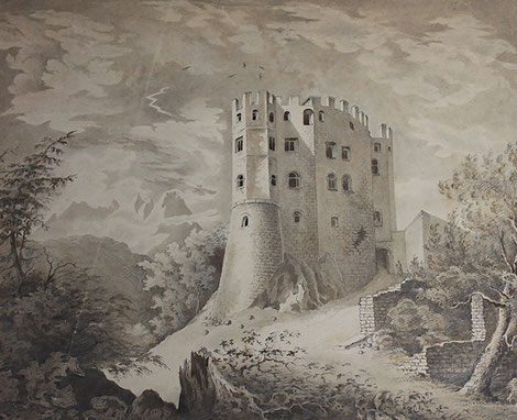 Burg Schwanstein um 1829 - Bleistiftzeichnung, Künstler unbekannt