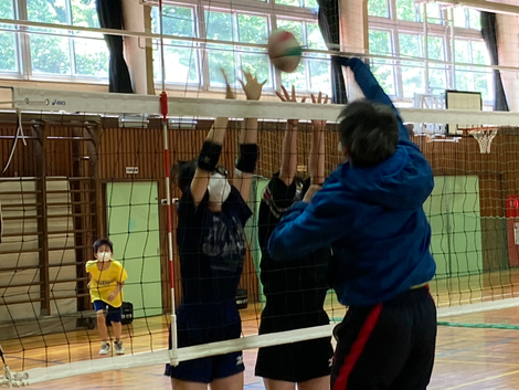6年2人初めての2枚ブロック練習