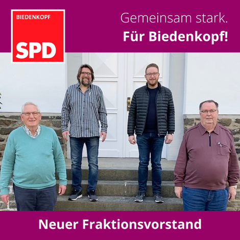 v.l.n.r.: Ewald Achenbach (Kassierer), Christoph Schwarz (Fraktionsvorsitzender), Sebastian Spies (Stv. Fraktionsvorsitzender) und Heinz Funk (Geschäftsführer)