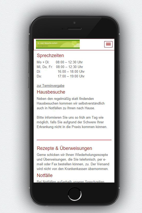 Die mobile Seite der Arztpraxis Dr. Juchert