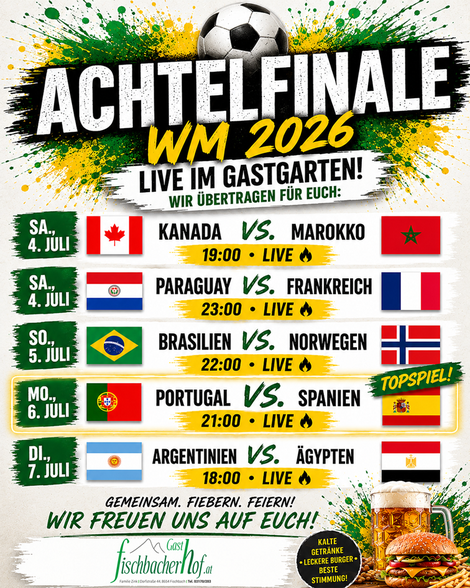 Spielplan Fußball WM- Achtelfinale