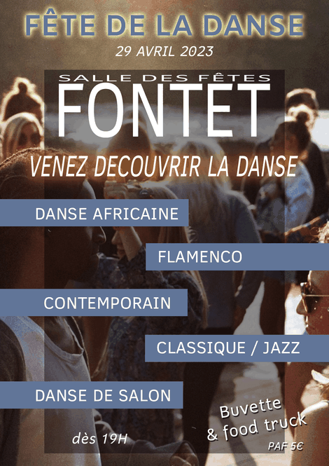 venez dévouvrir différents styles de danse à la fête de la danse de Fontet le 29 avril 2023 à partir de 19h.