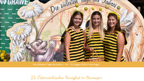 Die süßesten Tage des Jahres - Honigfest 2026 (Screenshot: www.honigfest.at)