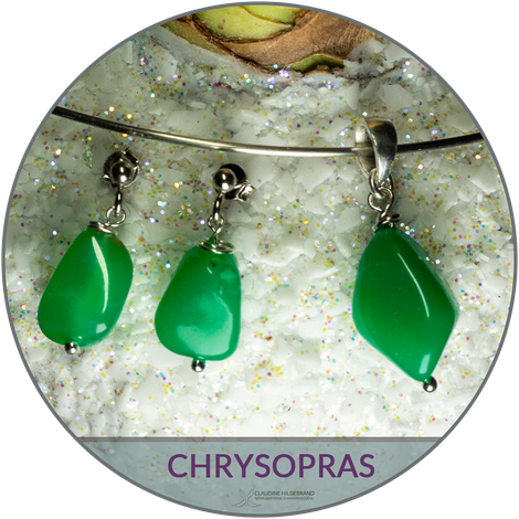 Anhänger und Ohrschmuck Chrysopras