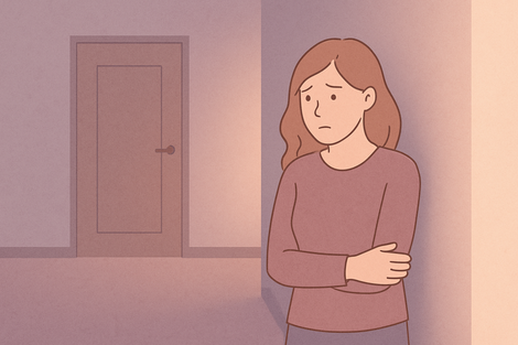 Frau, sie sich in ihrem Zuhause bedroht fühlt