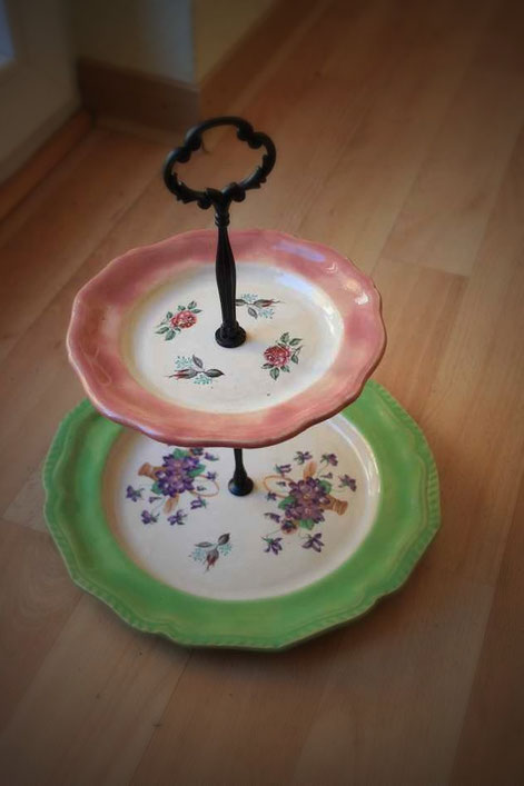 Etagere Keramik Blümchen Ton Töpfern