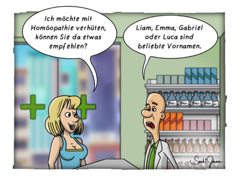 Comic: Diskussion über Homöopathie und evidenzbasierte Medizin