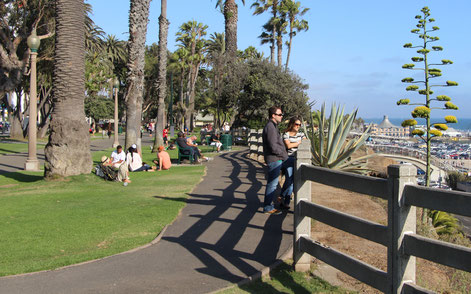 Visitors enjoy the spectacular views from Palisades Park