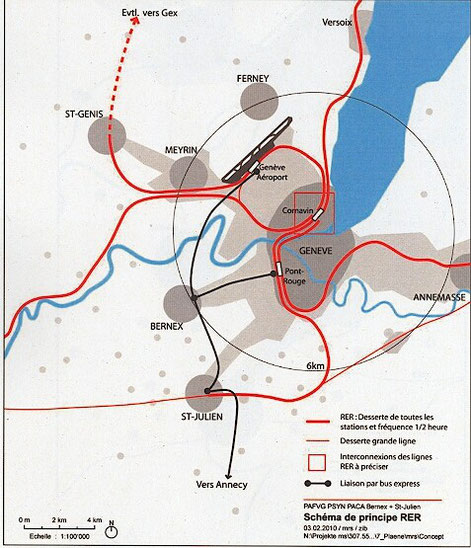 Schéma de prncipe du RER de l'agglomération (document du projet d'agglo FVG)