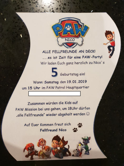 Paw Patrol Geburtstagseinladung Kreativiiis Webseite