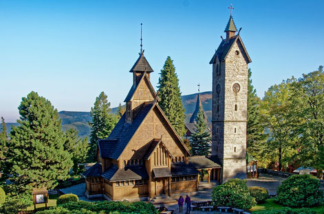 Norwegische Stabkirche Wang in Schlesien