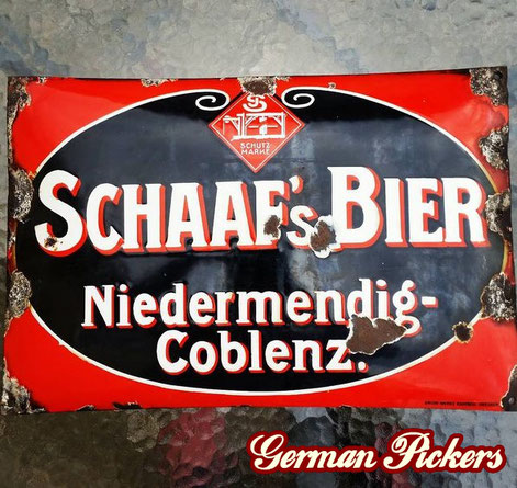 Schaaf's Bier - Emailscchild  Niedermendig bei Mayen Koblenz /  Coblenz Koblenz 1900, 50 x 35 cm 