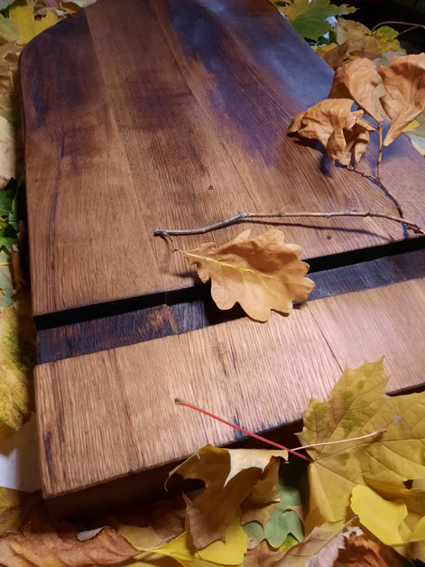 Anrichtebrett aus alten Fassdauben