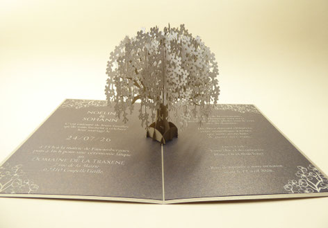 faire part de mariage pop-up cerisier du japon sakura