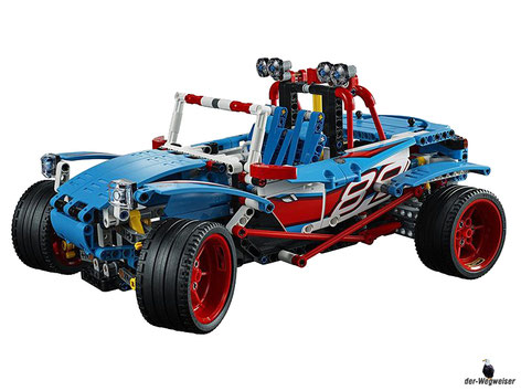 Das Lego Paket 42077 ist ein 2-in-1-Modell, das Rallyeauto lässt sich in einen Buggy umbauen.