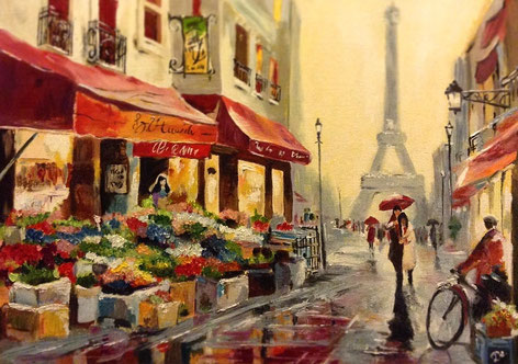 Parigi con la pioggia - Olio su tela 35x50cm