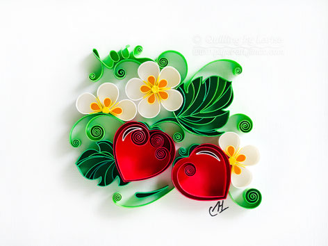 quilling , quilling paper, paper art, art, love, design, love heart, hearts, quilling art, quilling paper art, artwork, love art, anniversary, wedding, strawberry, flowers, quilling love, etsy