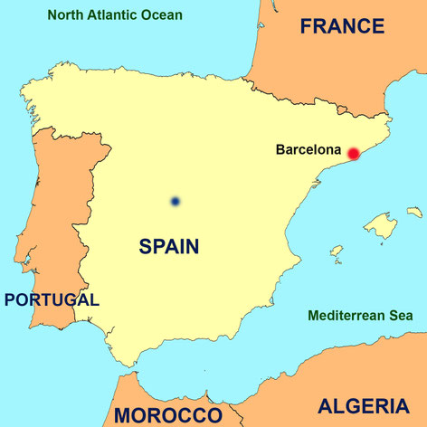 Blue mark indicates location of the capital Madrid. Map graphics by A. Zois.